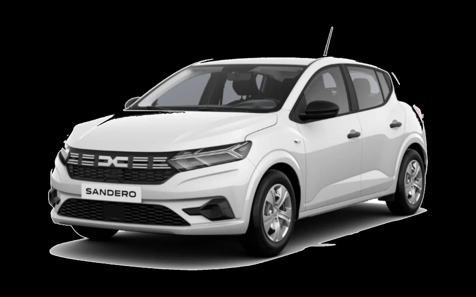 Dacia Sandero blanche vue de trois quarts avant